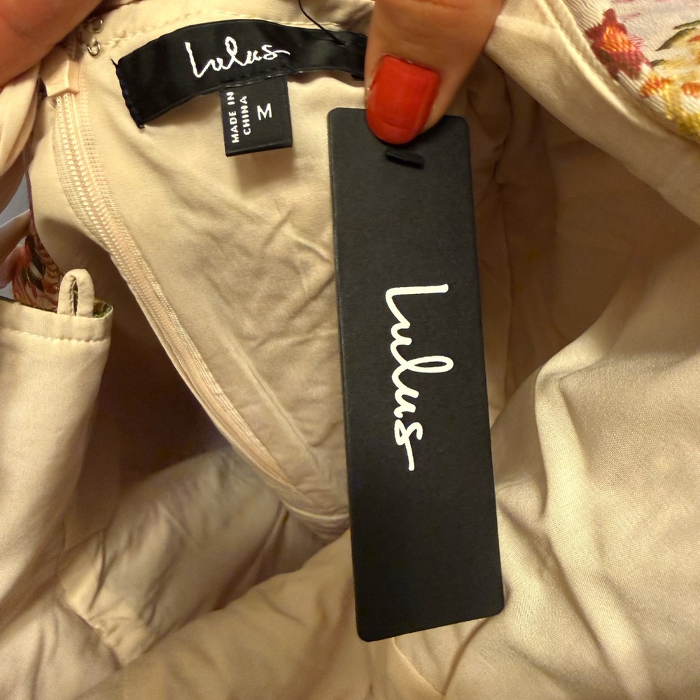 Lulus Mariya Cream Multi Floral Jacquard Strapless Mini Dress - Picture 5 of 5